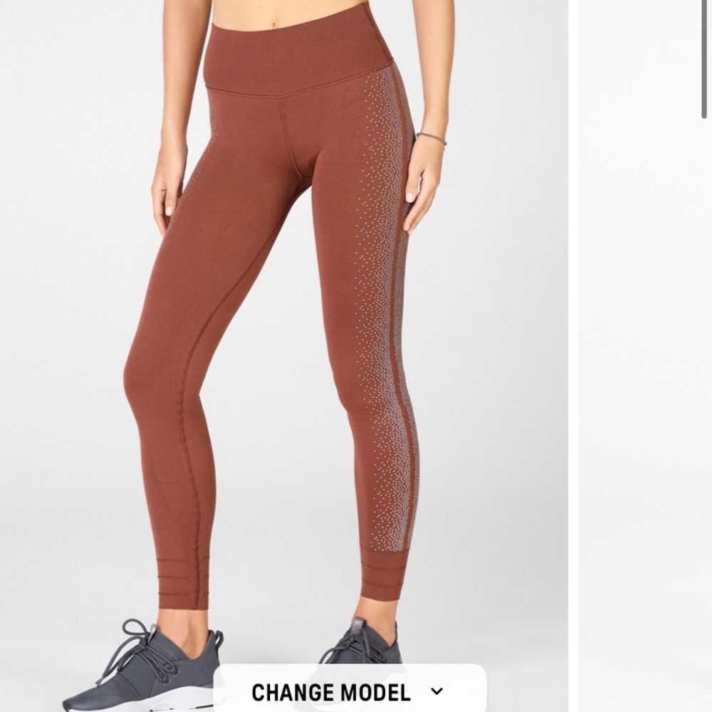 Fabletics High-Waisted Sculptknit® Reflective Legging Chestnut/Reflective Silver